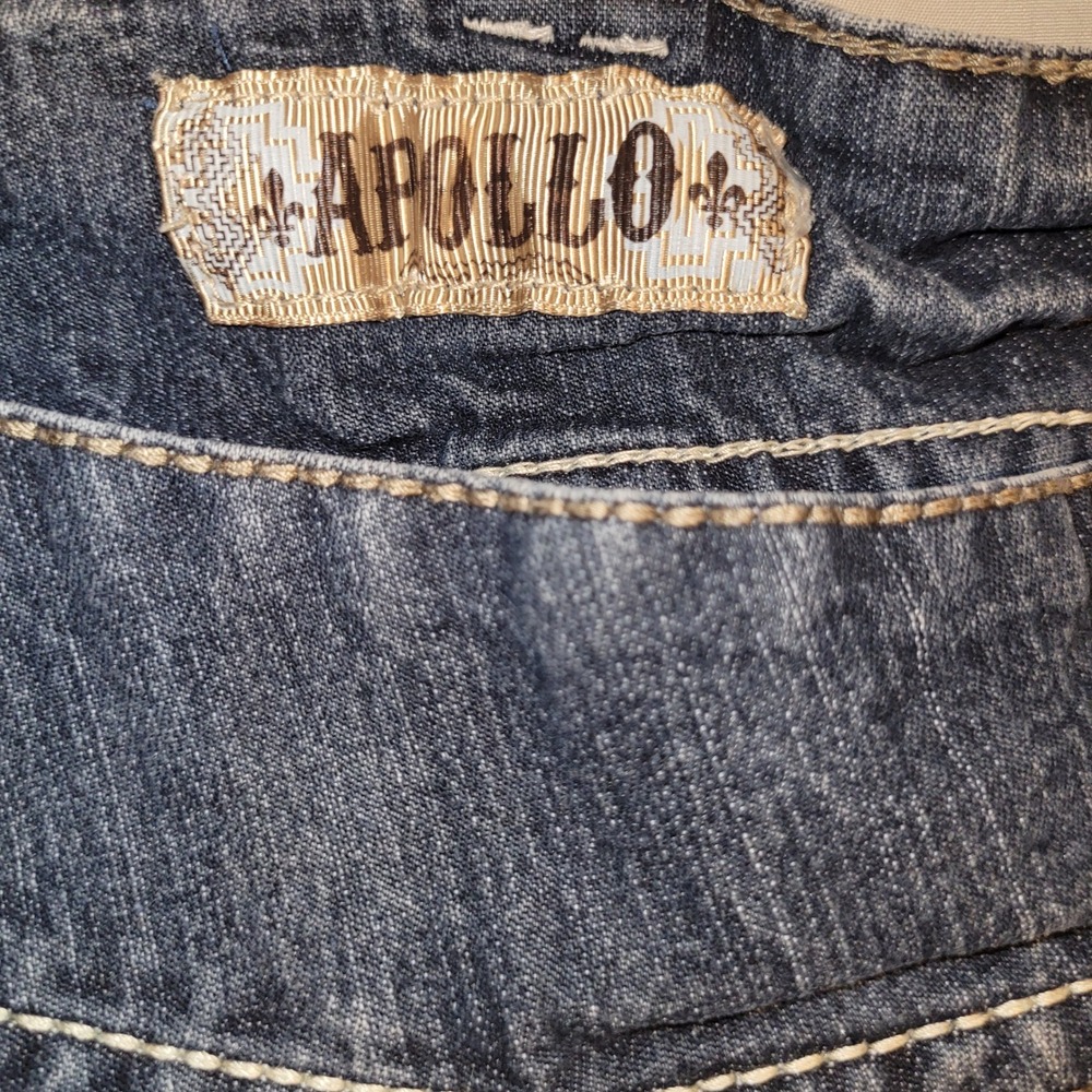 Apollo Womens Denim Shorts Size 7/8 Embellished Pockets Button Fly y2k - Picture 3 of 6